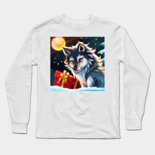 Cute Alpha Wolf Drawing Long Sleeve T-Shirt